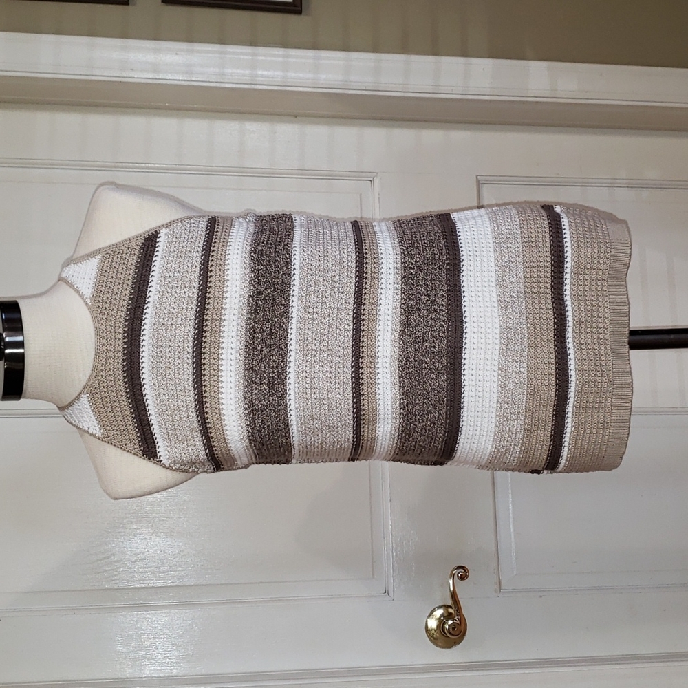 Worth Brown and White Striped Knit Tank, Size Medium